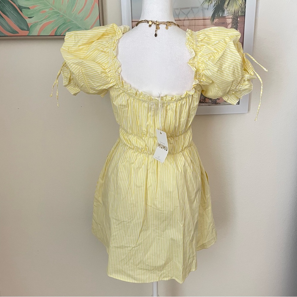Show Me Your Mumu Sunshine Yellow Puff Sleeve Leigh Mini Dress Small NEW - Picture 6 of 6